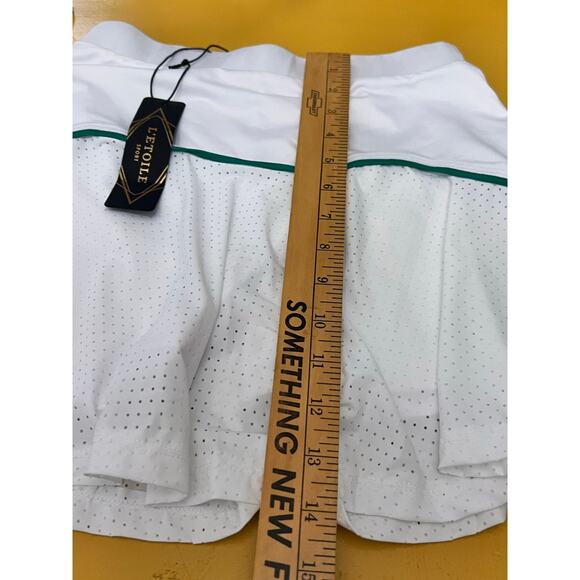 L'Etoile Sport High Waisted Mini Tennis Skirt with Built-in Short White XS NWT - Picture 6 of 7